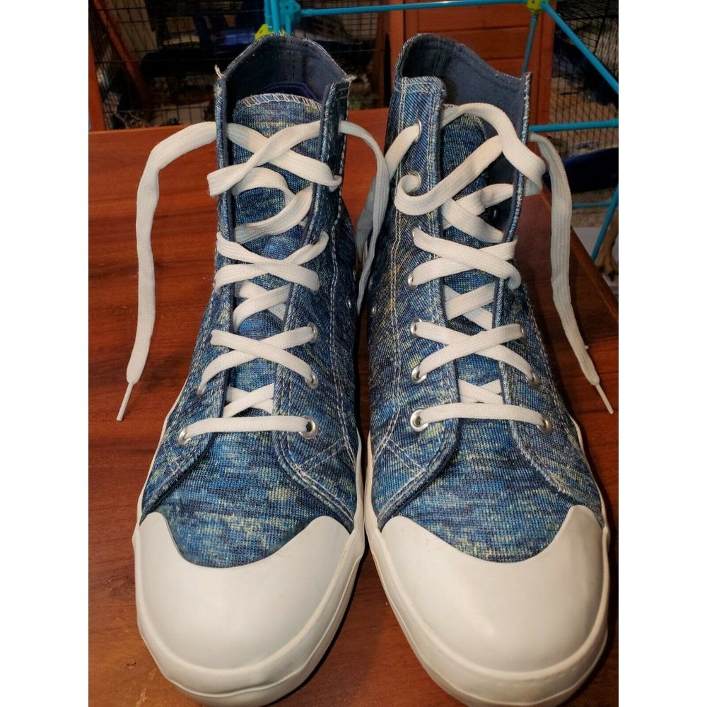 Women SIZE 11 HIGH TOP SNEAKERS SHOES BY CITI STEPS BLUE AND WHITE LIGHTLY USED